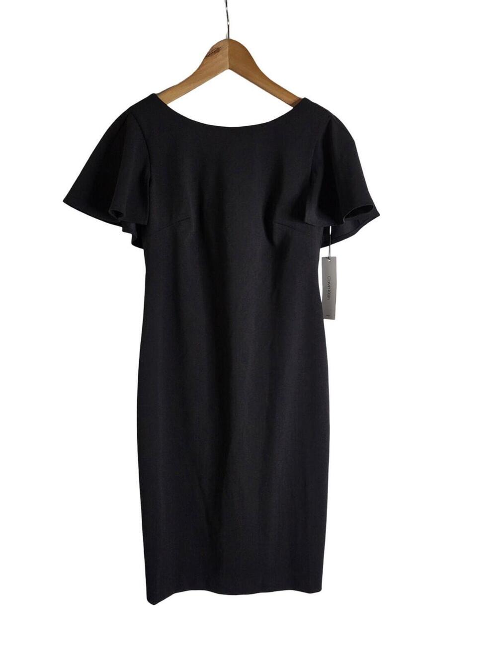 Calvin Klein Classic Black Flutter Sleeve Sheath Dress Size 8P NWT